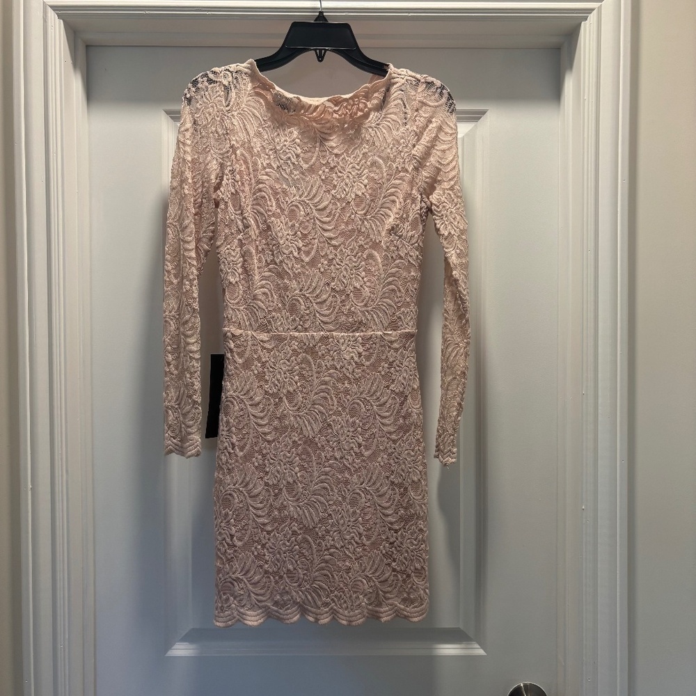 NWT Light Pink Lace Bodycon Mini Dress.